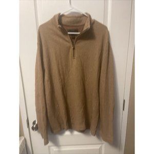 Jos A Bank 1/4 Zip Reserve Cotton Mens Pullover Large Brown